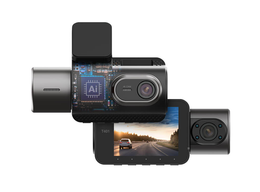 T401 4K Dual View Dash Cam with AI-Powered Driver Assistance