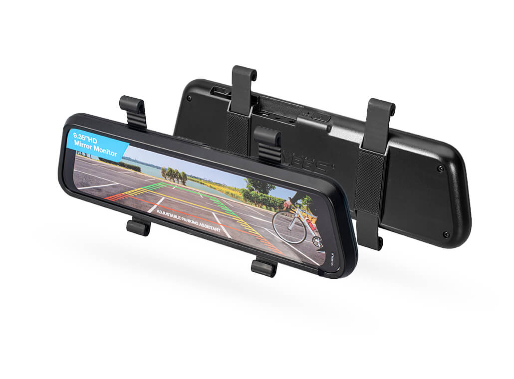 TYPE S Solar Powered Portable License Plate Frame Backup Camera with HD monitor built into rear-view mirror. Smart Wireless Button Control - TYPE S Touring Items-BT530034-1